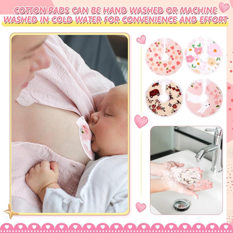 Threlaco 48 Pcs Gtube Button Covers Feeding Tube Pads Holder Abdominal Reusable Accessories Peg Tube Soft Absorbent Breast Feeding Pads Breastfeeding Support Nursing Care Stay Dry(Flower) - Image 3